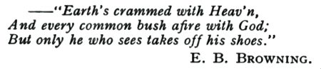 Earth's crammed with heaven, And every common bush afire with God, But only he who sees takes off his shoes;